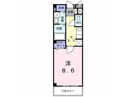 フレッシュリーⅠ(1K/2階)の間取り写真