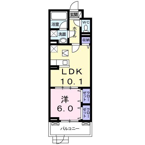 プリムローズⅡ(1LDK/1階)の間取り写真