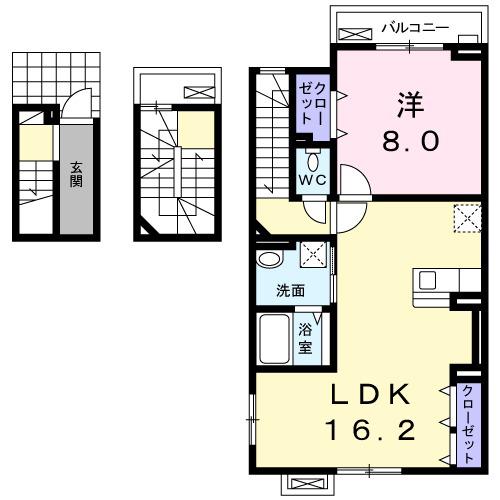 メゾンドヤマダⅡ(1LDK/3階)の間取り写真