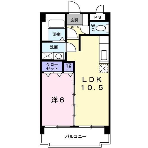 ショコラヴァーチュ(1LDK/6階)の間取り写真