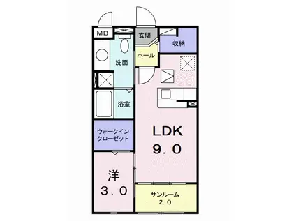 フレーシュ89(1LDK/1階)の間取り写真