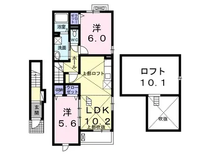ソレイユST(2LDK/2階)の間取り写真