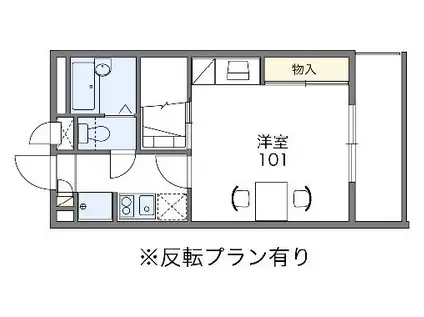 レオパレス新都心メカル(1K/3階)の間取り写真