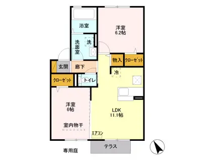 グリーンコートLH(2LDK/1階)の間取り写真