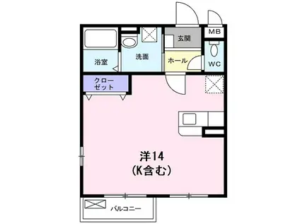 メゾン都1(ワンルーム/2階)の間取り写真