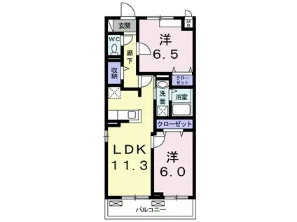 アンダンテⅠ(2LDK/2階)の間取り写真