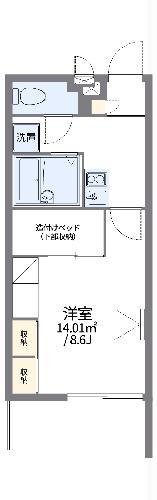 レオパレス大新(1K/4階)の間取り写真