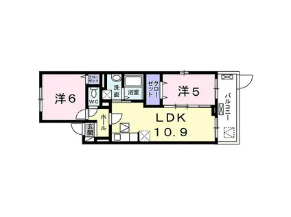 エスポワールⅡ(2LDK/1階)の間取り写真