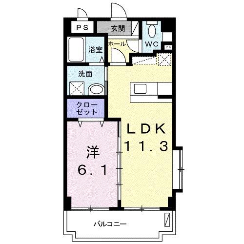 シーサイドパレス馬天(1LDK/3階)の間取り写真