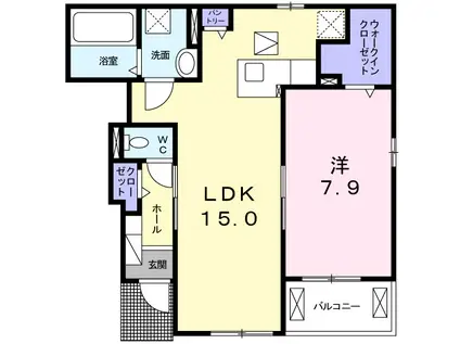 サニーサイド東が丘2(1LDK/1階)の間取り写真