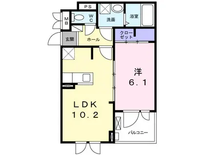 ケイトガーデン(1LDK/2階)の間取り写真