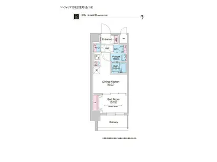 コンフォリア江坂広芝町(1DK/2階)の間取り写真