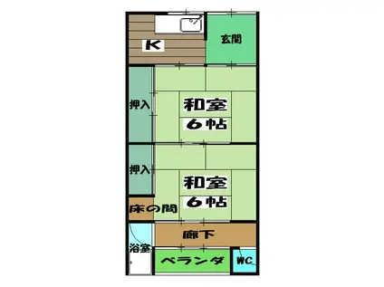 松山マンション(2K/1階)の間取り写真