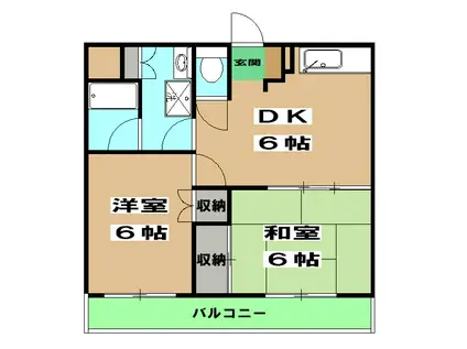 マンションメルローズ(2DK/1階)の間取り写真