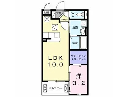 アネックス楓Ⅱ(1LDK/1階)の間取り写真