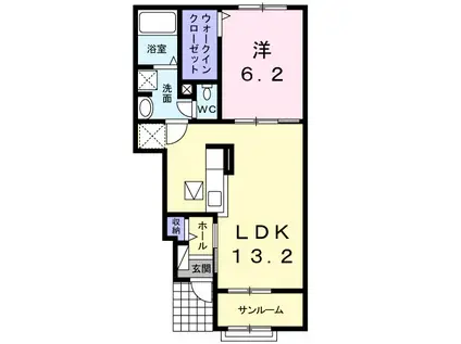 スウィート グレジデンスⅡ(1LDK/1階)の間取り写真