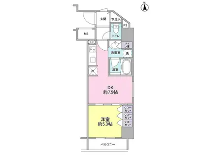 コンフォリア新宿御苑2(1DK/13階)の間取り写真