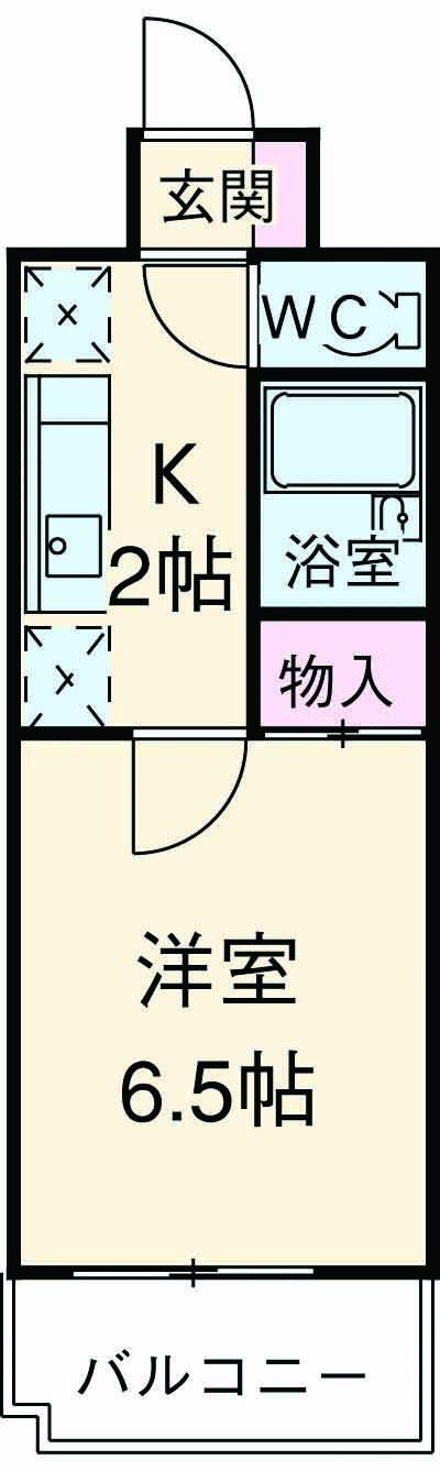 オークセブン(1K/4階)の間取り写真