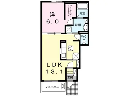 オアゾ福知山(1LDK/1階)の間取り写真