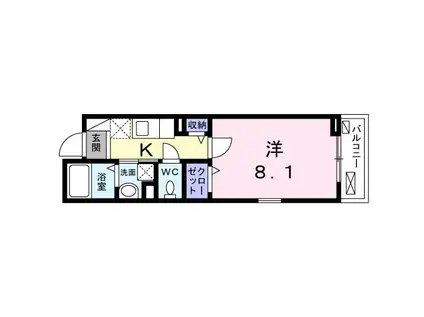 バンブス西院(1K/3階)の間取り写真