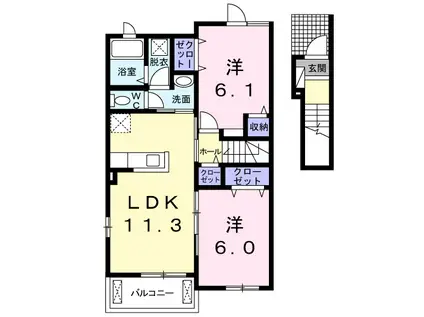 グリーンコート西田Ⅳ(2LDK/2階)の間取り写真
