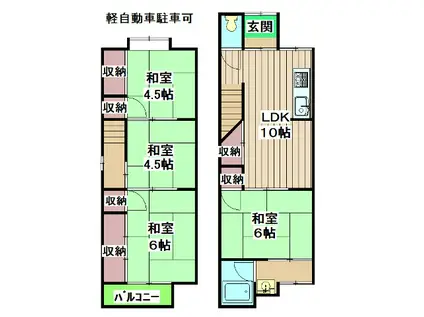 阪急電鉄京都線 洛西口駅 徒歩22分 2階建 築39年(4LDK)の間取り写真