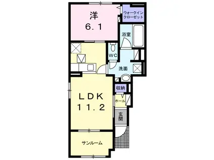 ファイン スカイB(1LDK/1階)の間取り写真