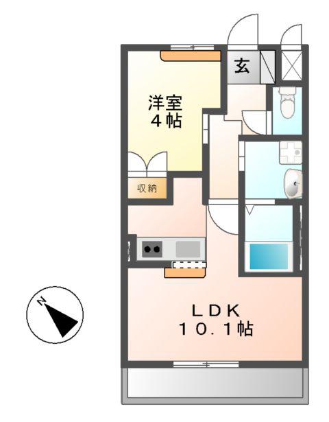 フレシアⅡ(1LDK/1階)の間取り写真