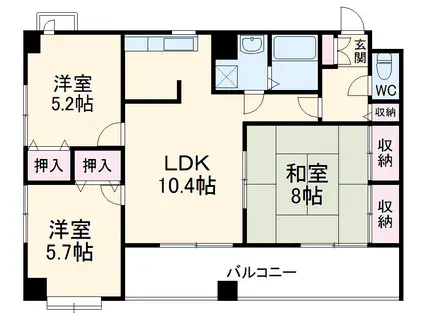 GARNET RESIDENCE上桂(3LDK/2階)の間取り写真