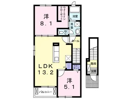 メゾングラースⅡ(2LDK/2階)の間取り写真