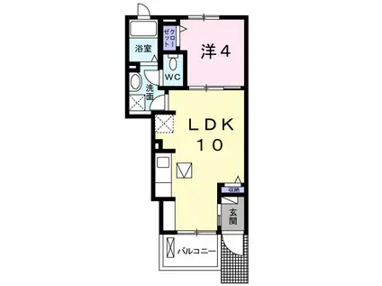 ラ・トゥールⅡ(1LDK/1階)の間取り写真