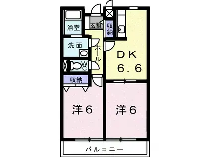 クラフィ-B(2DK/2階)の間取り写真