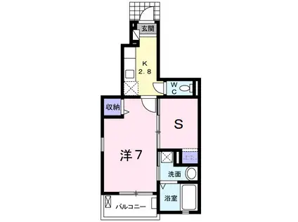 KS ル・クープル Ⅵ(1SK/1階)の間取り写真