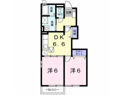 フリーデン ハウス(2DK/1階)の間取り写真