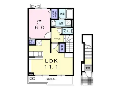 メゾン アンジュ(1LDK/2階)の間取り写真