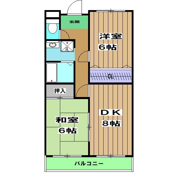 エクセレント上桂(2LDK/1階)の間取り写真