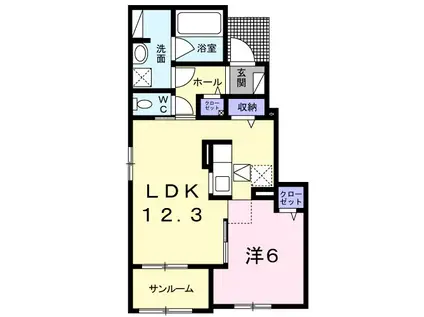 プレイン(1LDK/1階)の間取り写真
