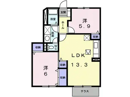 グランメール(2LDK/1階)の間取り写真