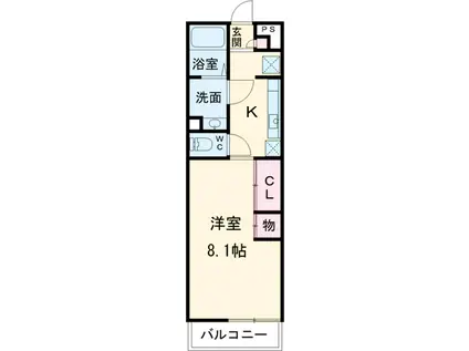 リブリ・霞ヶ関(1K/2階)の間取り写真