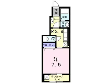 ジュネスカーサ(1K/1階)の間取り写真