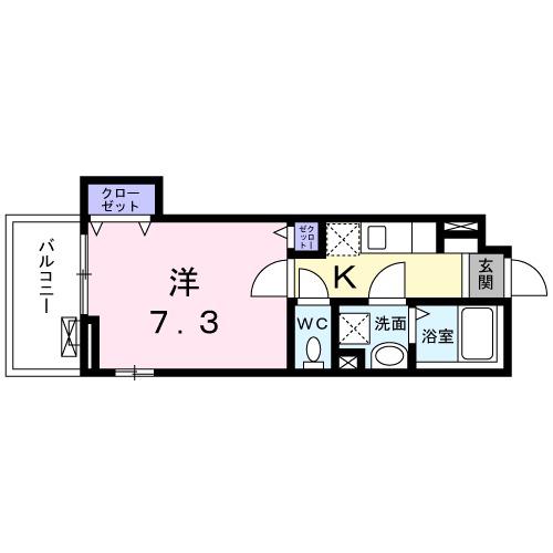 ハルフクイ 観月(1K/2階)の間取り写真