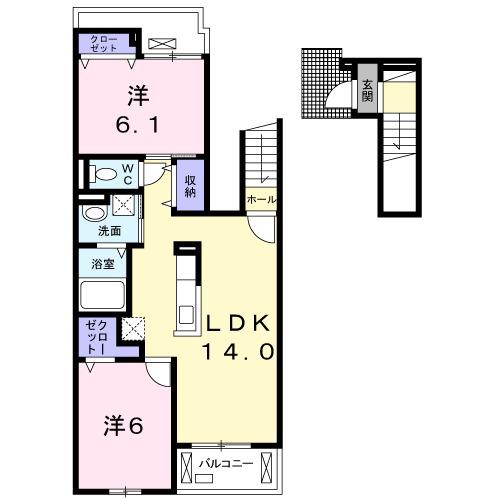 ベル フィオーレ(2LDK/2階)の間取り写真