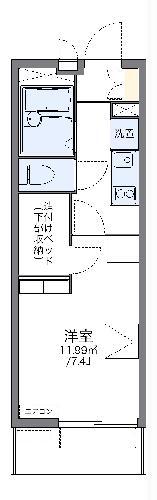 レオパレスURBAN桂坂(1K/1階)の間取り写真