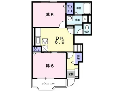 セトル・ファイン(2DK/1階)の間取り写真