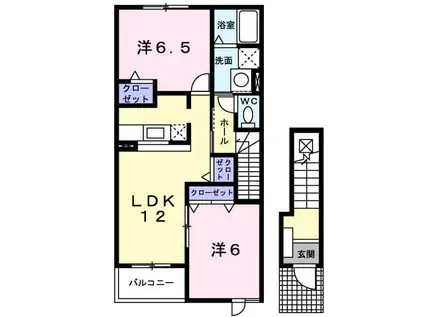 ウエストⅡ(2LDK/2階)の間取り写真