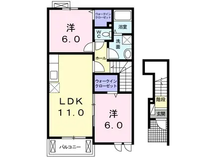 プリムローズ(2LDK/2階)の間取り写真
