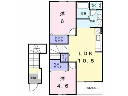 ベルロードA(2LDK/2階)の間取り写真