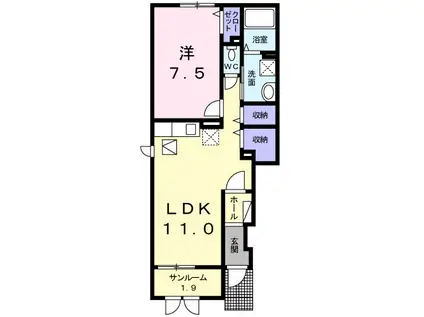 スエニョエスペランサ福知山(1LDK/1階)の間取り写真