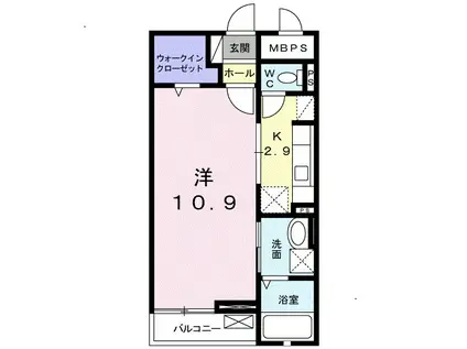 グランド堀Ⅱ(1K/2階)の間取り写真