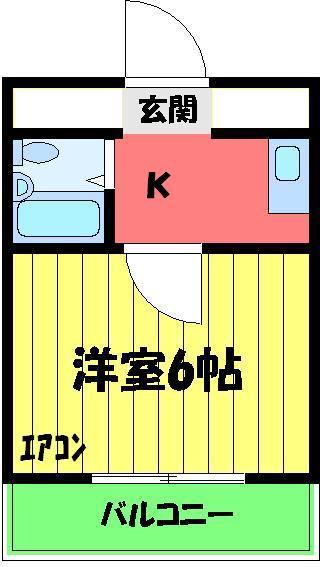 ユウパレス取石(1K/2階)の間取り写真